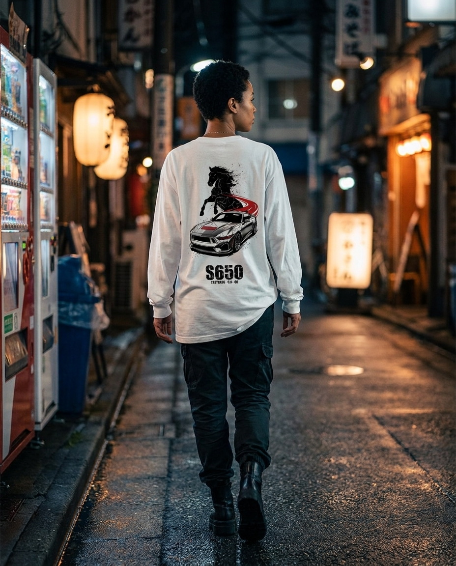 White Long-Sleeve Tee street