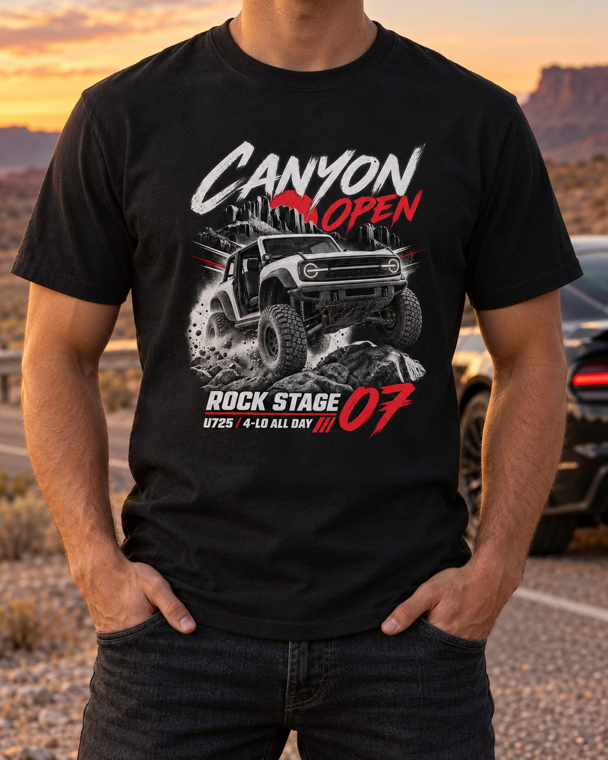 Ford Bronco U725 Two-Door Rock Stage Poster Tee, 2021 T-Shirt Black worn hero