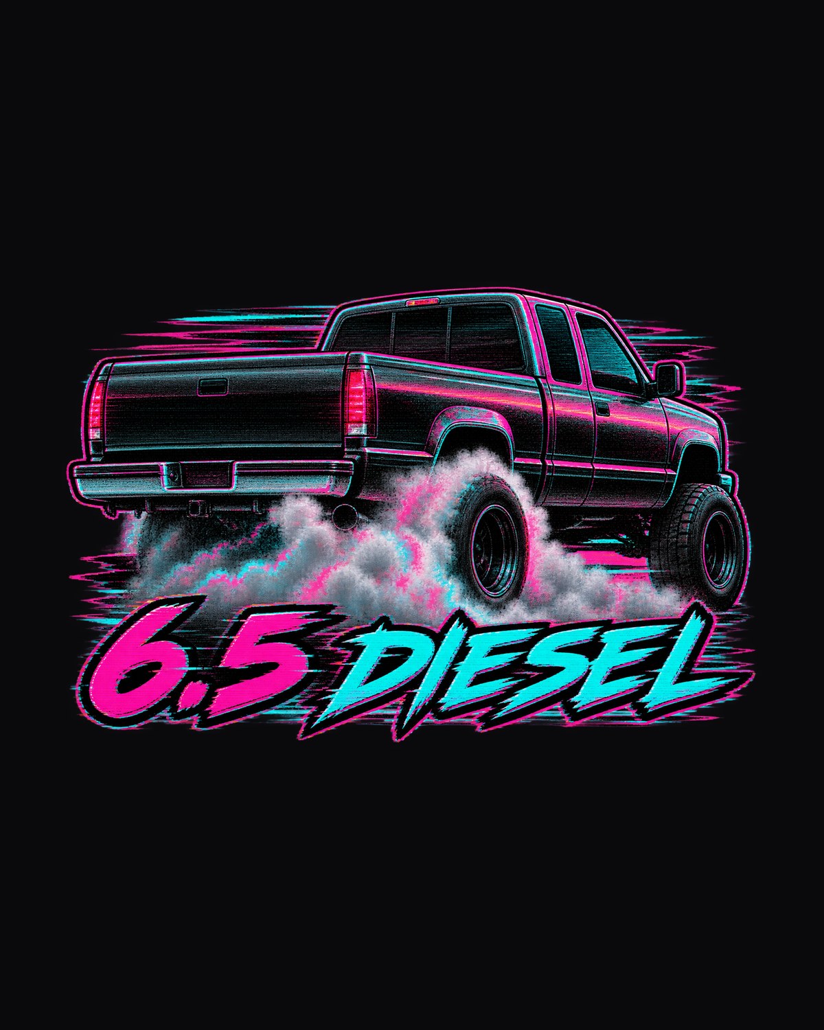 OBS Chevy C2500 6.5 Diesel VHS Glitch Burnout Shirt, GMT400 design only