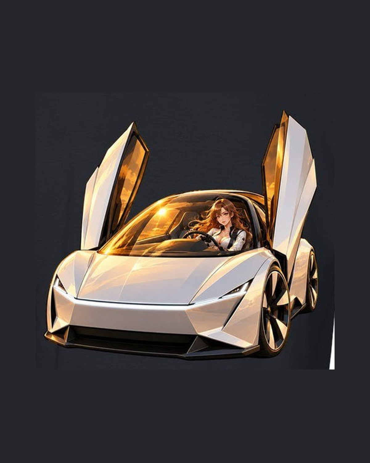 Tesla Roadster Golden Hour Anime Girl Shirt, Hoodie & More design only
