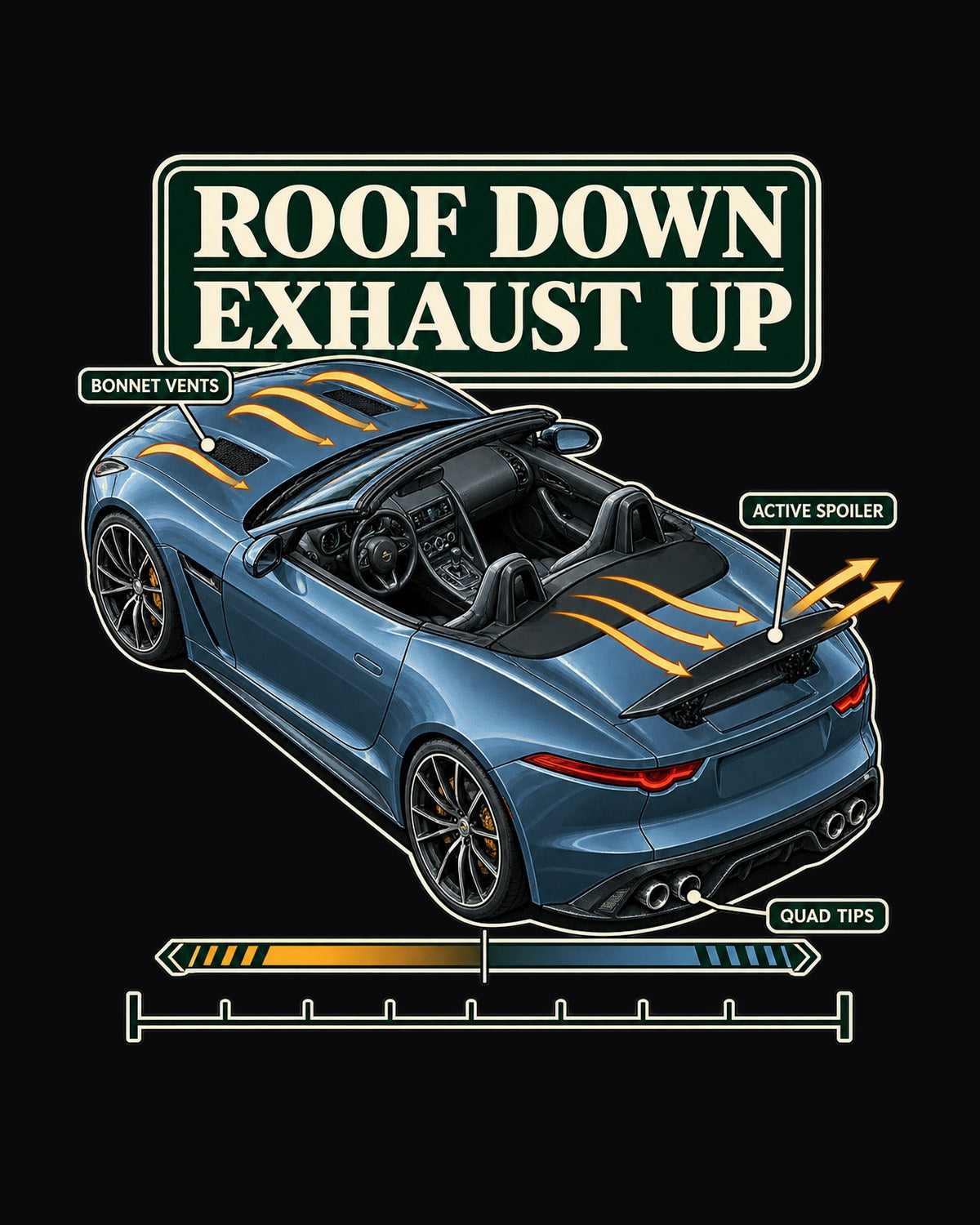 Jaguar F-Type R Convertible Aero Callout Tee, Roof Down design only