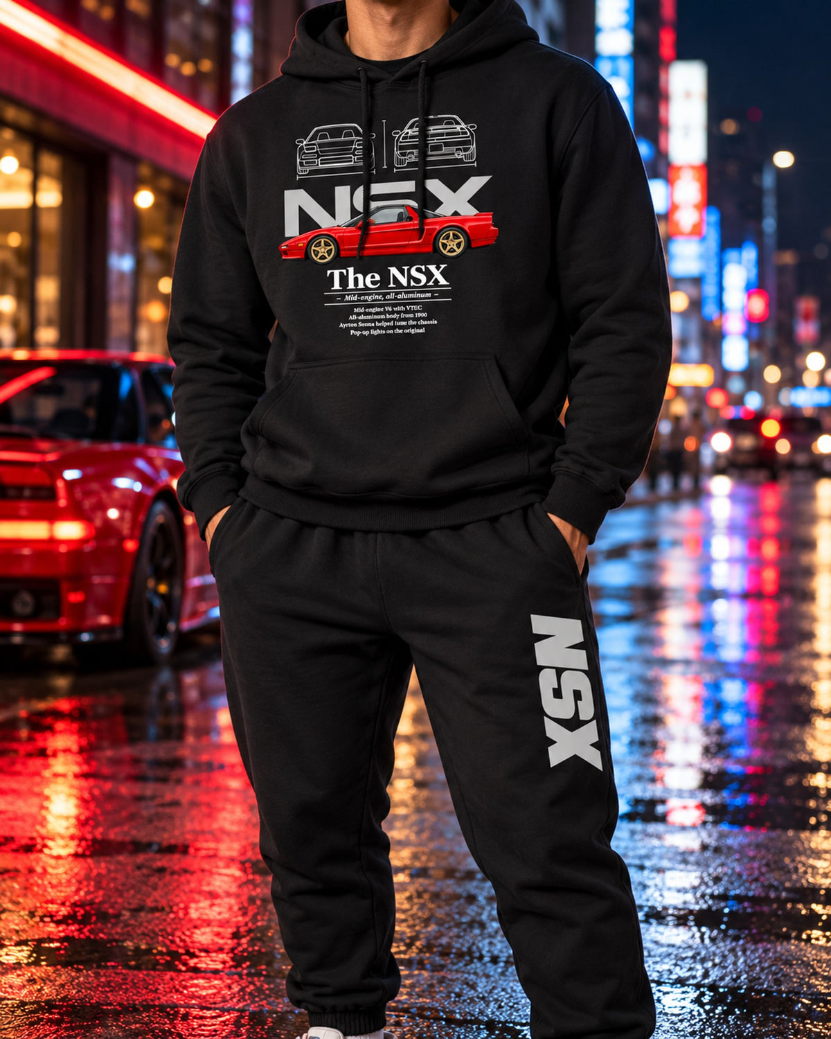 NSX NA1 Hoodie + Jogger Set Black worn hero