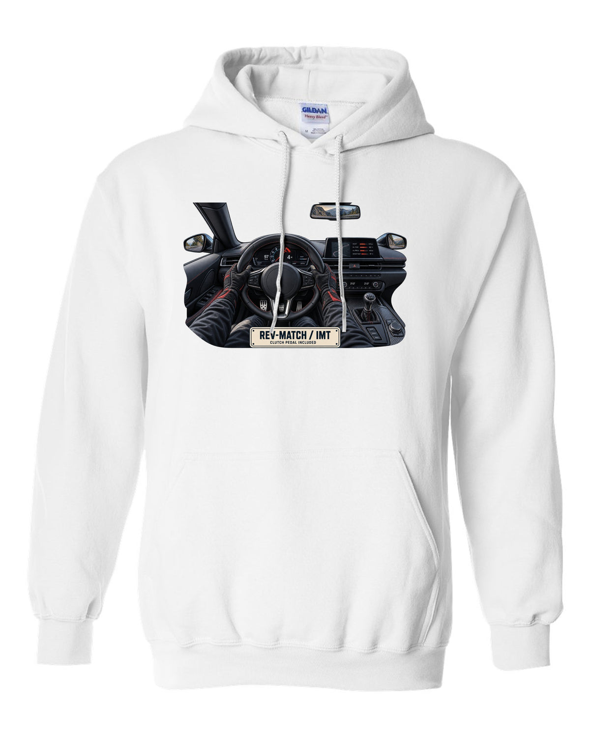 Toyota GR Supra B58 3.0L turbo straight-six engine bay illustration, print white pull over hoodie front view with the design
