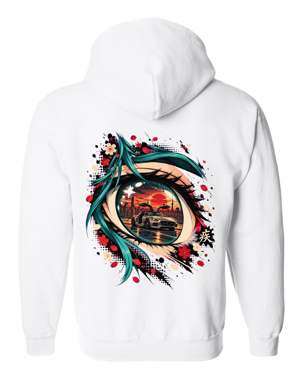 Mercedes-Benz SLS AMG Anime Girl Zip Hoodie White back