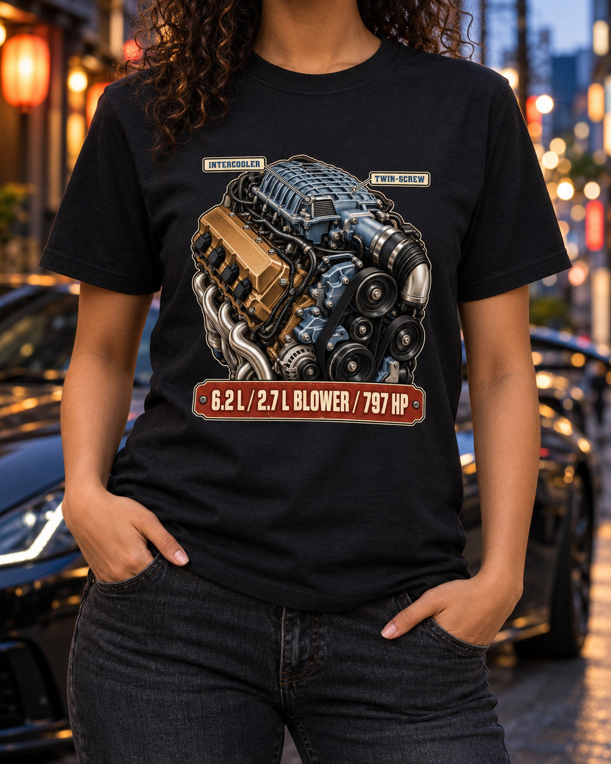 Charger Hellcat Redeye 6.2L Supercharged V8 Engine Shirt T-Shirt Black worn hero