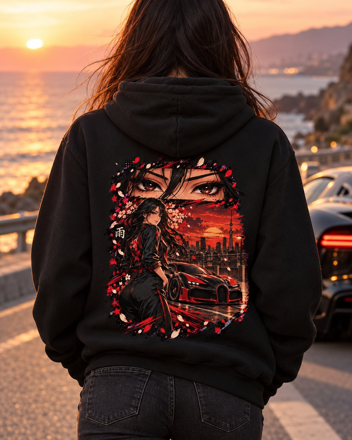 Bugatti Veyron Anime Girl Shirt, Hoodie & More Pull Over Hoodie Black worn hero