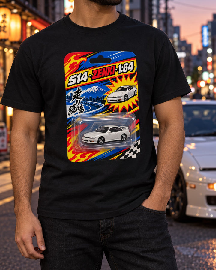 Nissan Silvia S14 Zenki Toy Blister Card 1:64 print Shirt T-Shirt Black worn hero