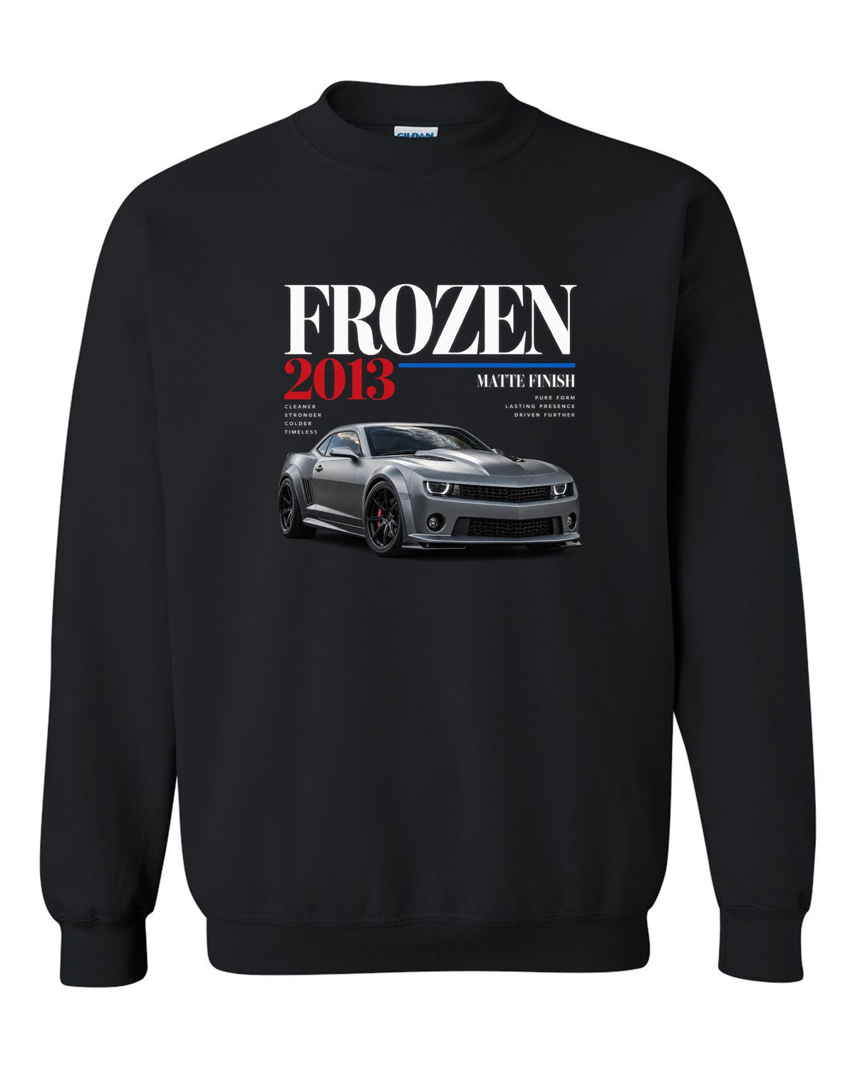 BMW E92 M3 Frozen Edition editorial print with matte finish headline black crewneck front view with the design
