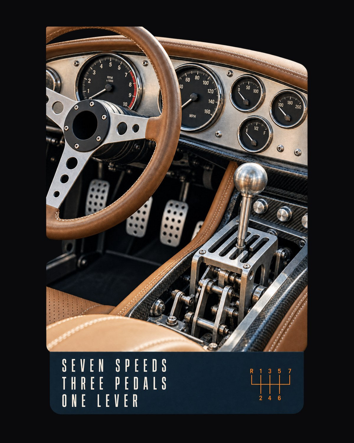 Pagani Utopia Manual Gated Shifter Shirt, Three Pedals design only