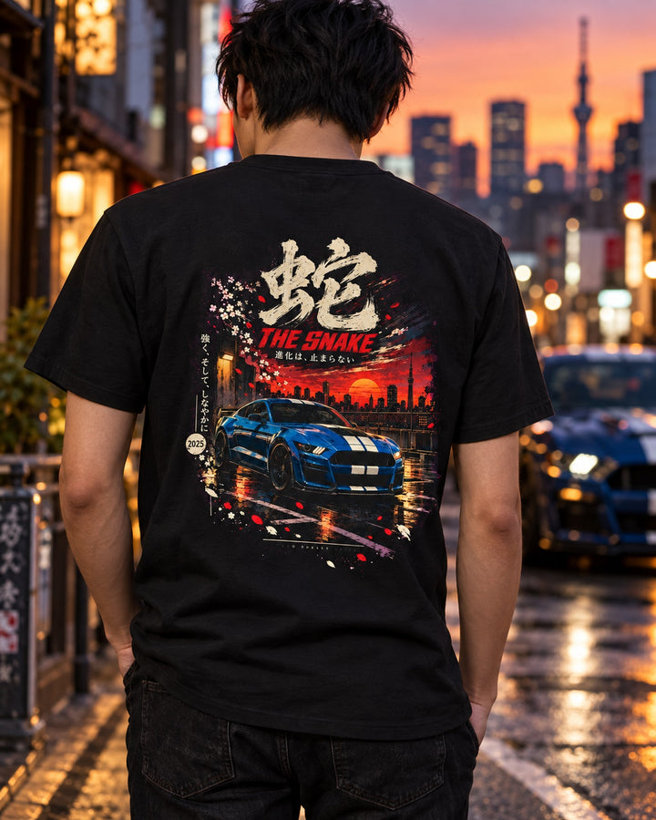 Ford Mustang Shelby GT500 The Snake Shirt, Hoodie & More T-Shirt Black worn hero