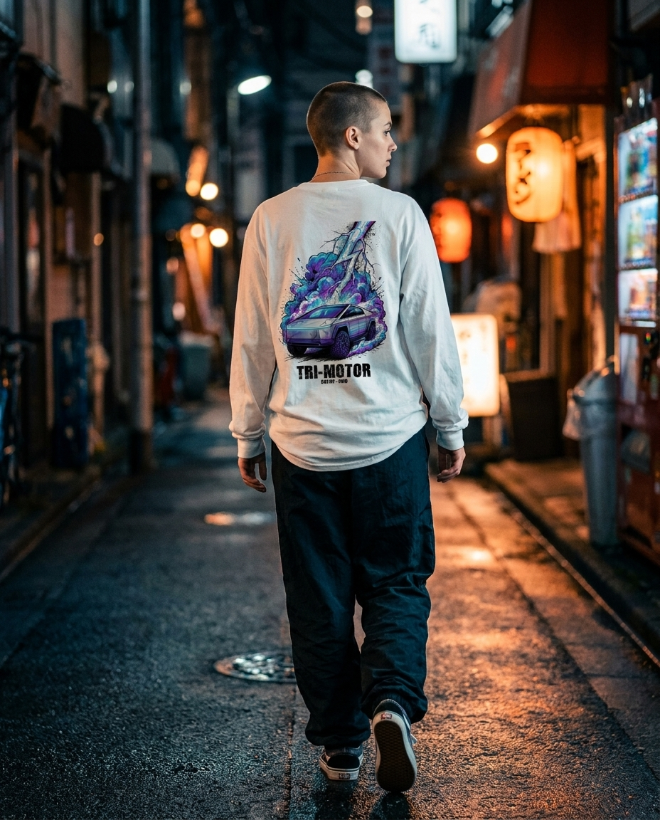 White Long-Sleeve Tee street