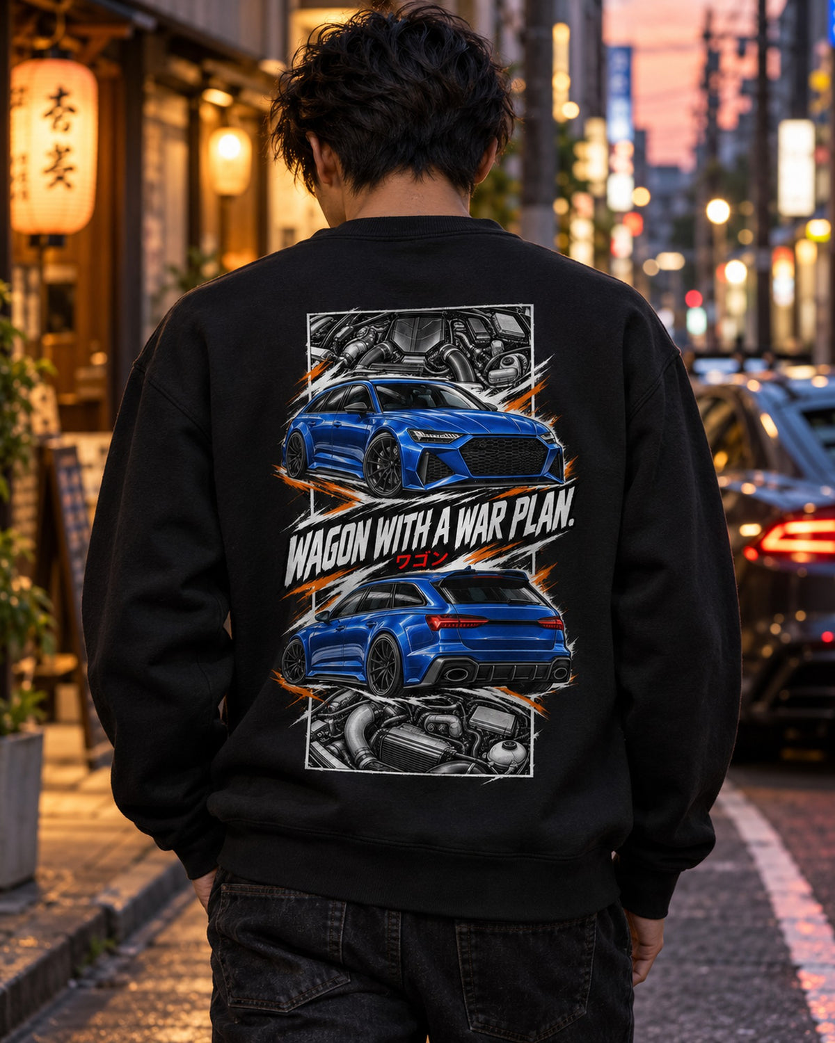 Audi Rs6 Torn Poster Full-Back Graphic Tee Crewneck Black worn hero