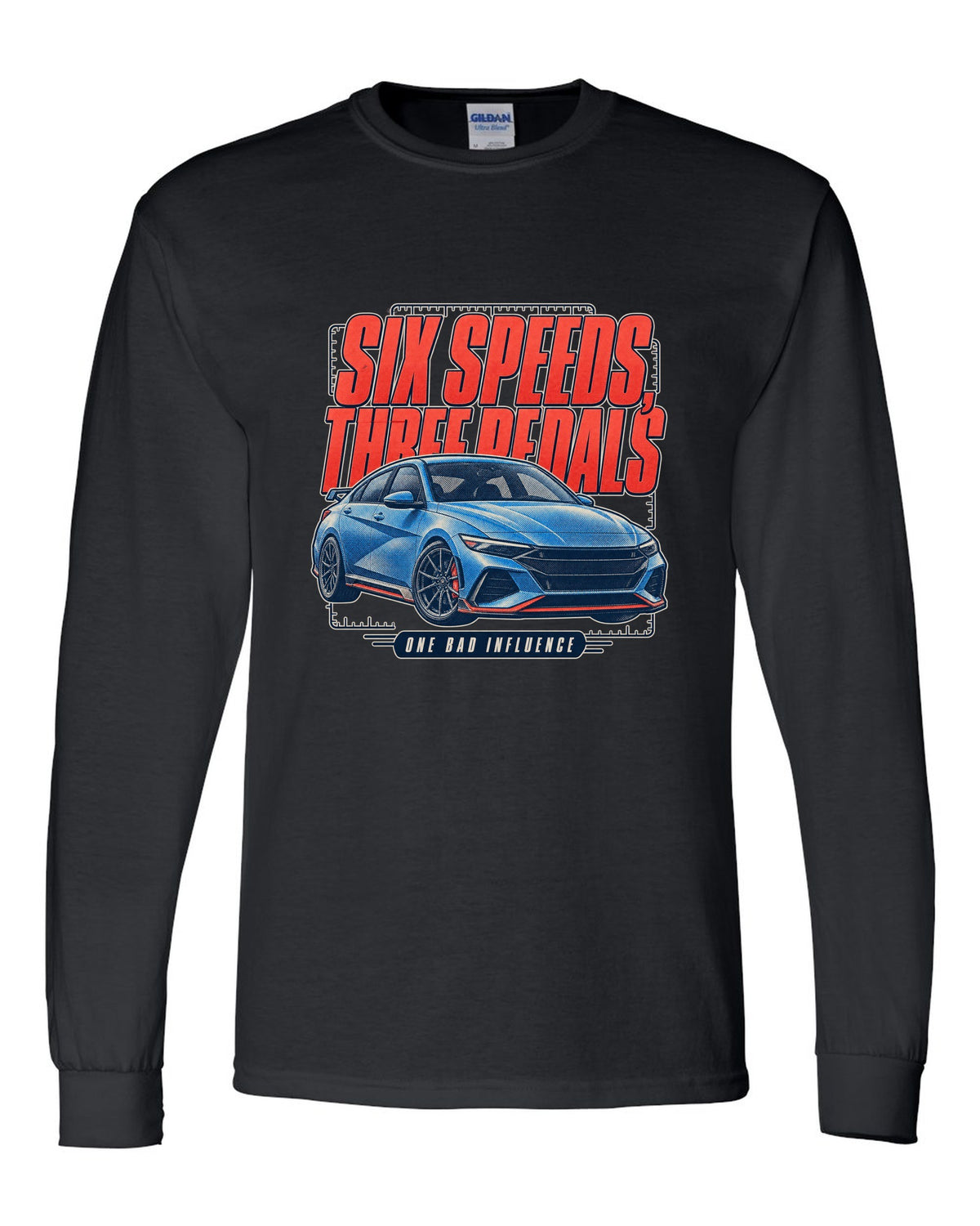 Hyundai Elantra N 2024 halftone statement print black long sleeve front view with the design