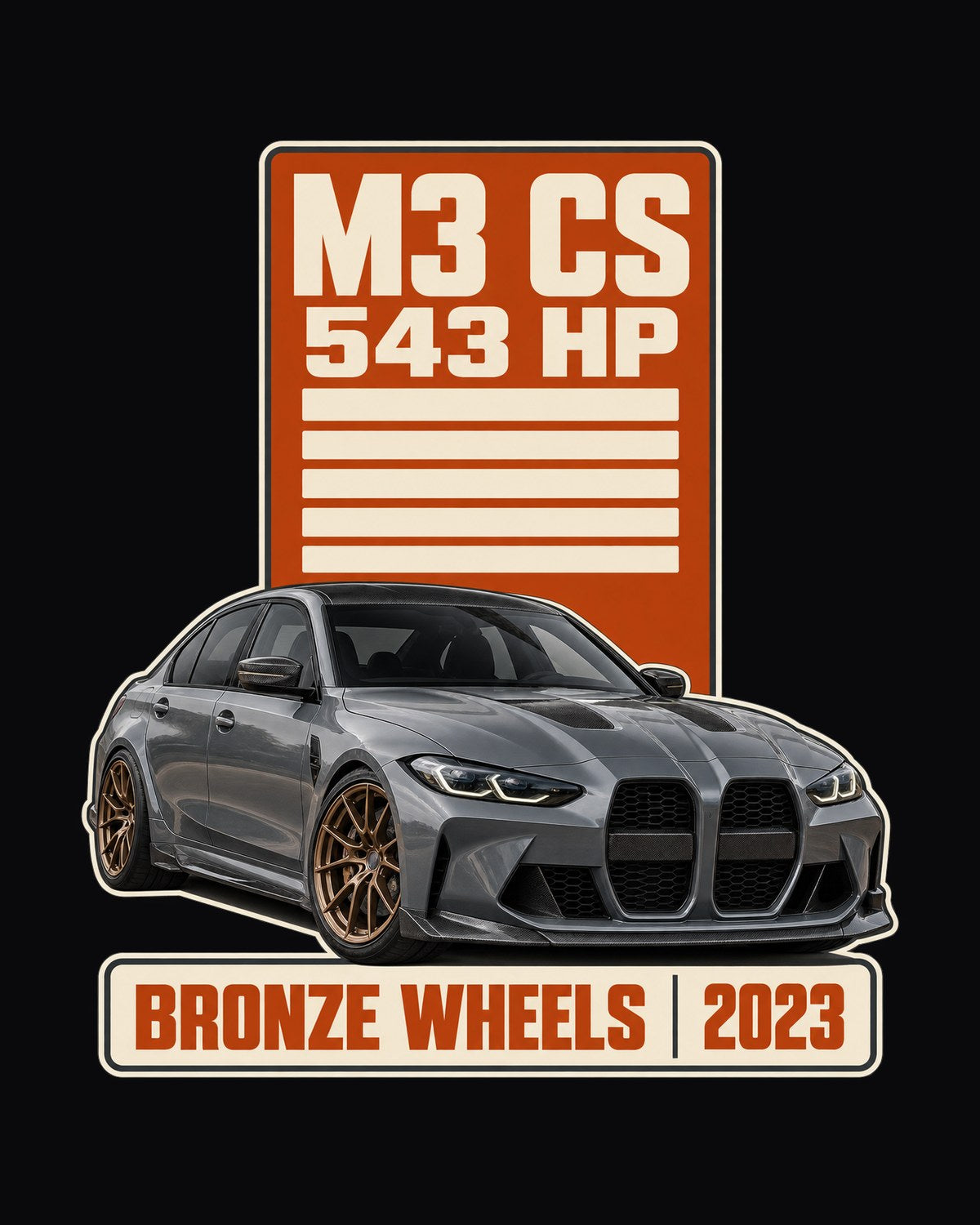 BMW M3 CS G80 Spec Poster Shirt, Bronze Wheels 2023 Tee design only