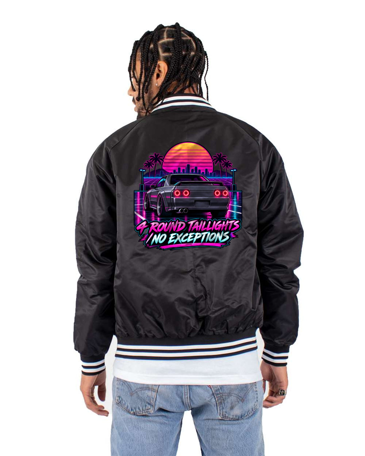 Four Lights in the Dark, Skyline GT-R R32 Synthwave Shirt Bomber Jacket Black back