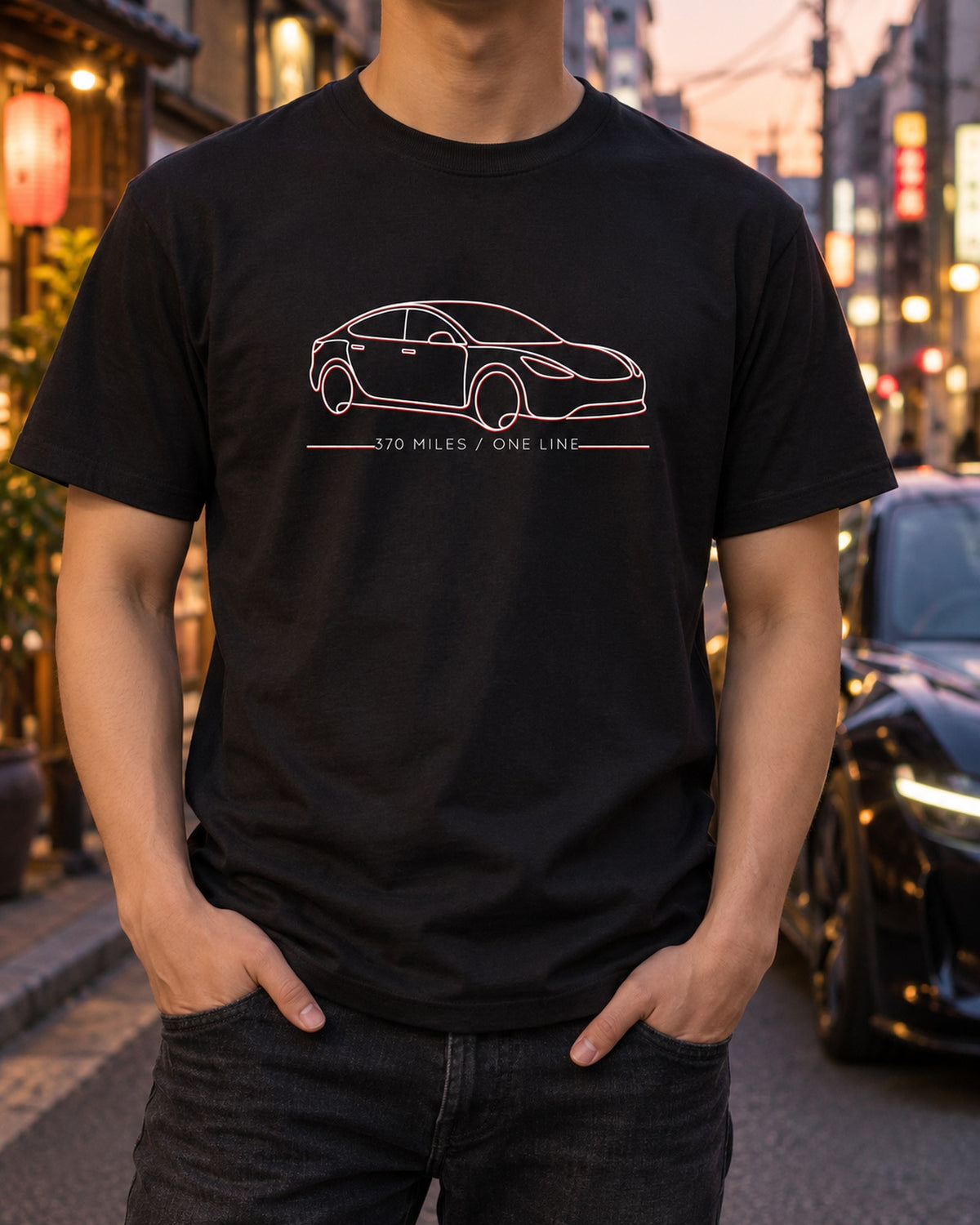 Tesla Model S Raven Single Line Drawing Shirt, EV Gift T-Shirt Black worn hero