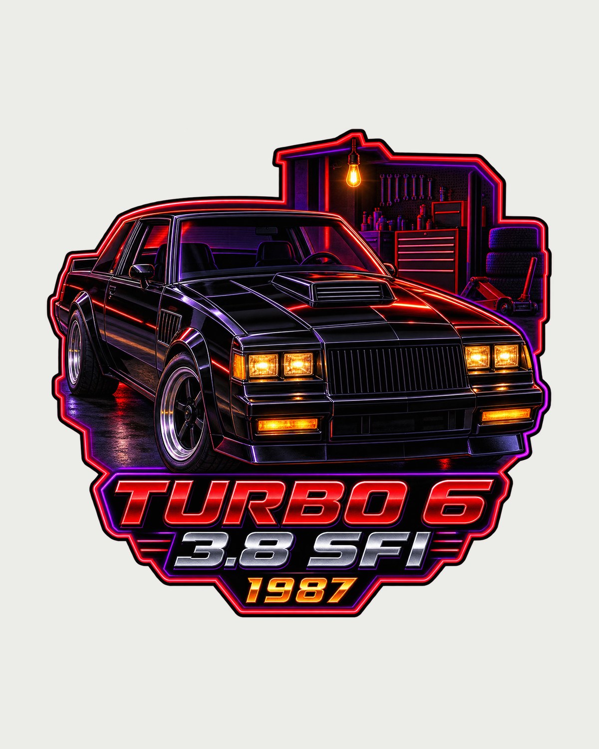 Buick Regal Grand National Style 1987 Night Garage Tee design only