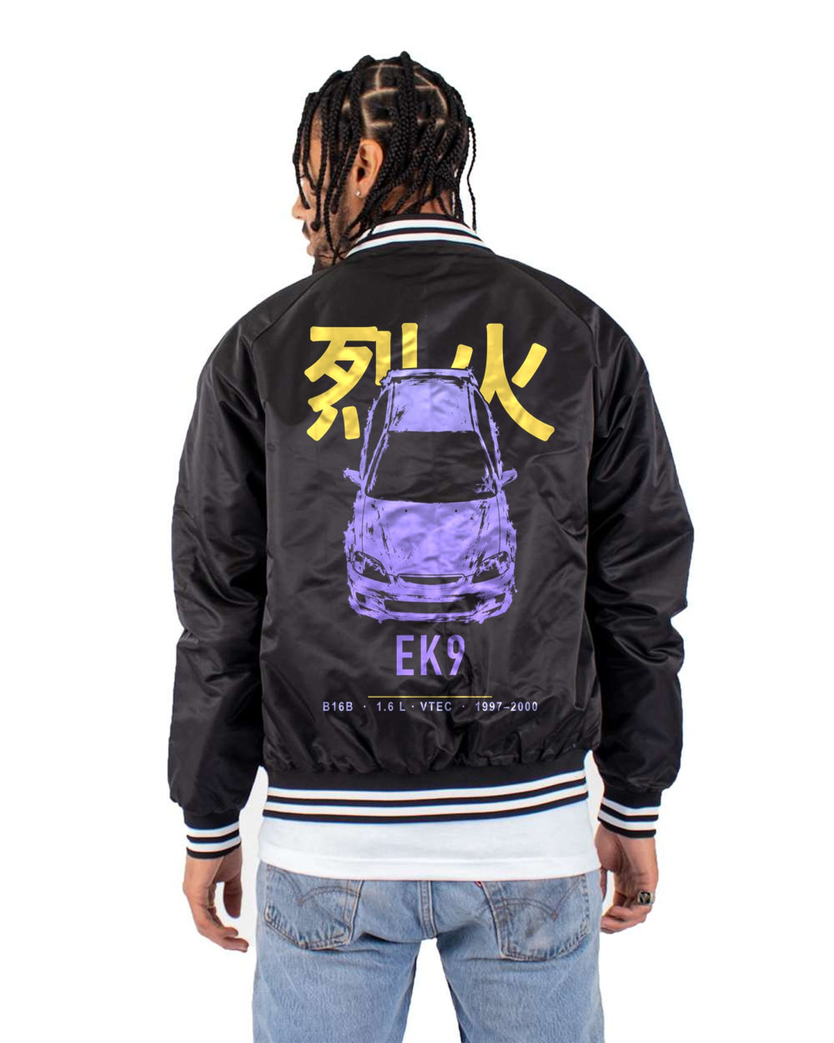 EK9 B16B Full-Back Graphic Tee Bomber Jacket Black back