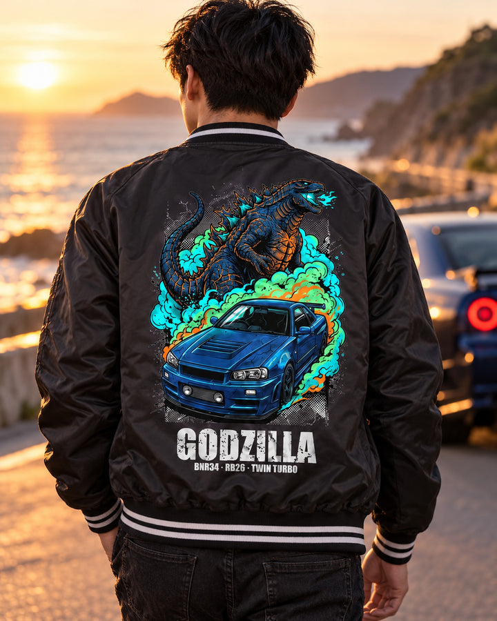 Nissan GT-R R34 Godzilla Bomber Jacket worn hero
