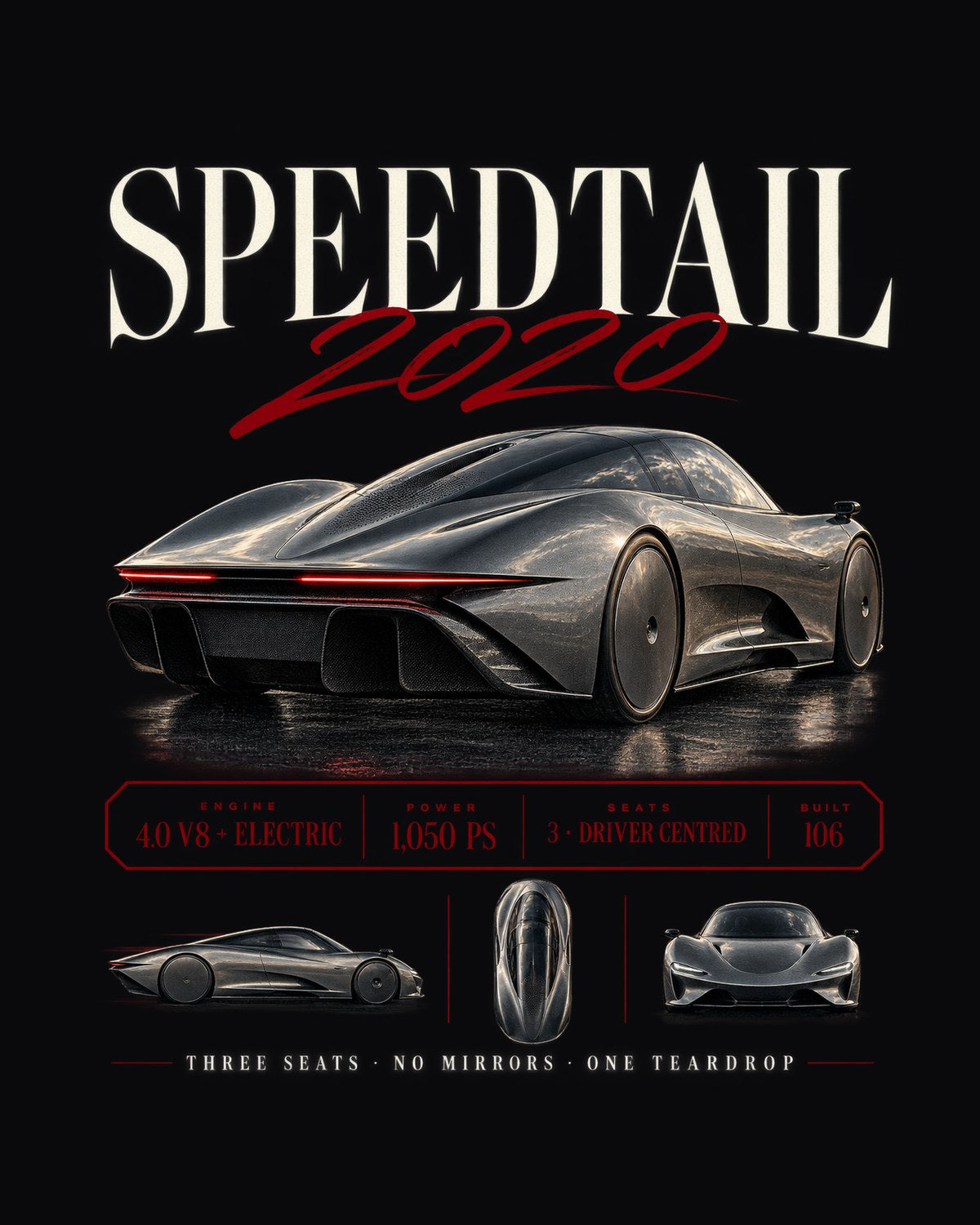 McLaren Speedtail 2020 Three Seats No Mirrors Archive Shirt design only