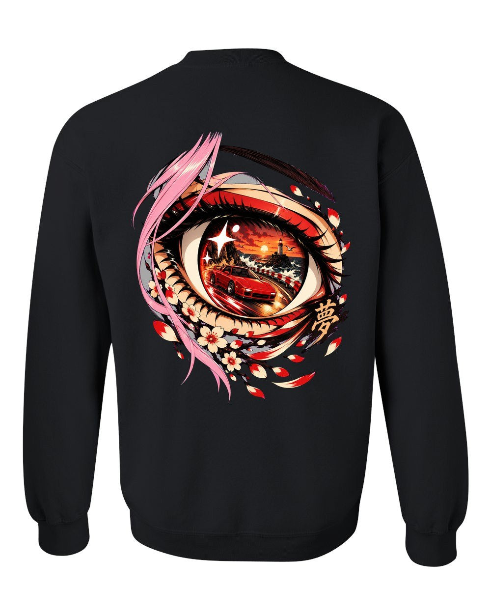 Toyota MR2 SW20 Anime Girl Crewneck Black back