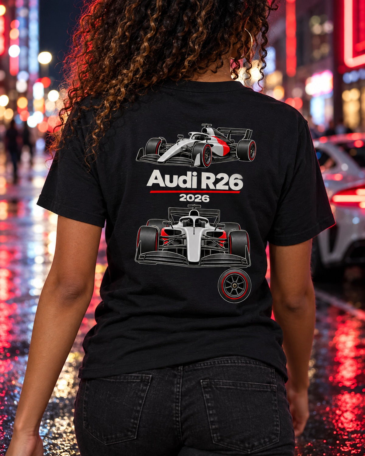 Audi R26 F1 2026 Wheel Study Shirt, Formula 1 Fan Tee T-Shirt Black worn hero