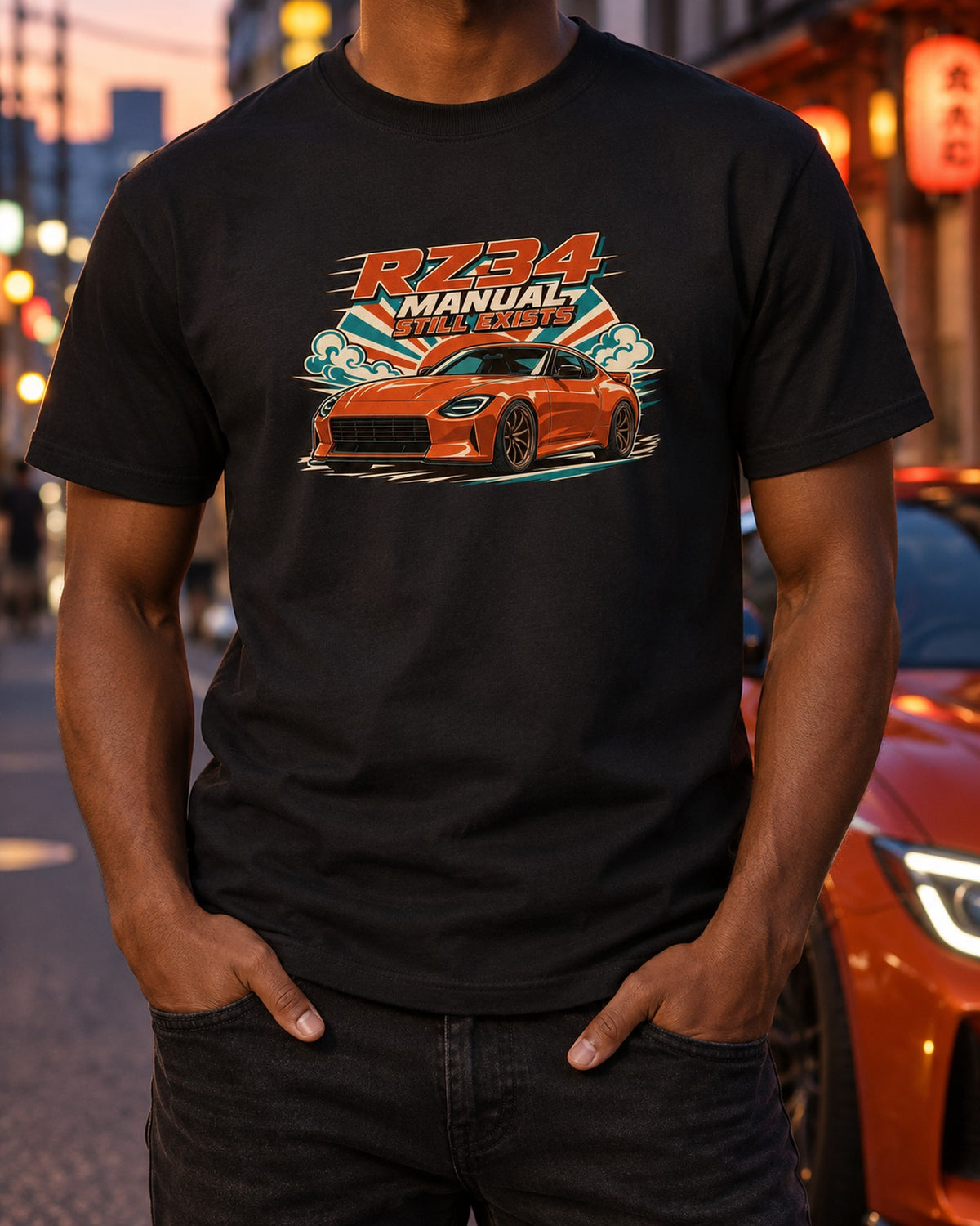 Nissan Z RZ34 1970s Showa Catalogue Ad Retro Shirt T-Shirt Black worn hero