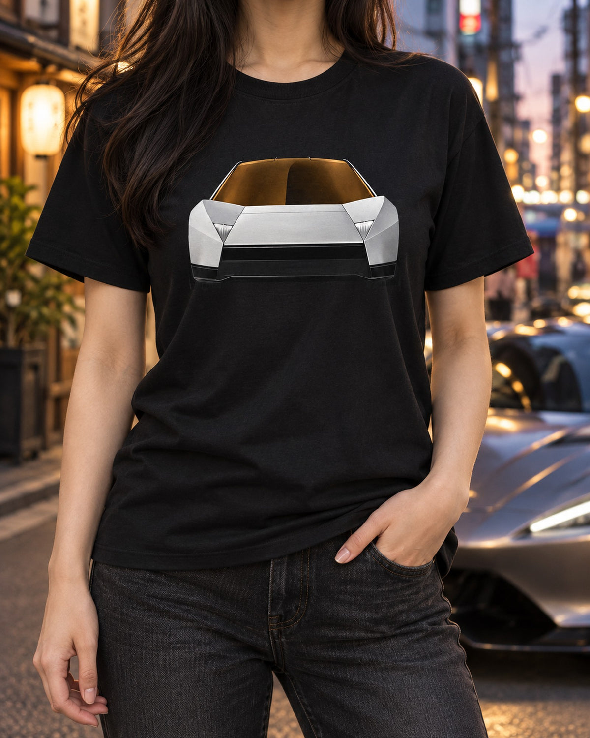 Tesla Roadster Light Bar Shirt, Hoodie & More T-Shirt Black worn hero