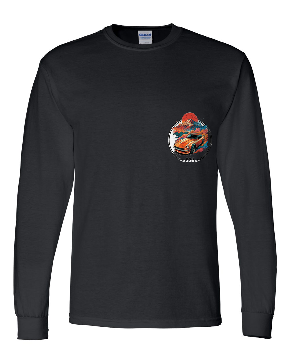 Datsun 240Z Sunrise Long Sleeve T-Shirt — Black front emblem