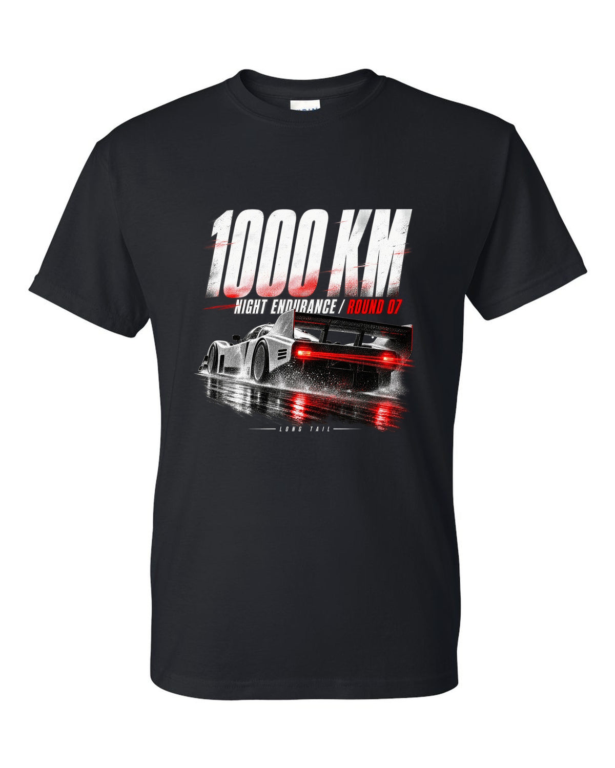 Porsche 962 Group C night endurance race poster print black t-shirt front view with the design
