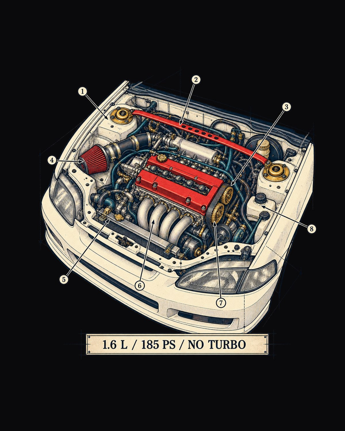 Honda Civic Type R EK9 B16B Patent Drawing Shirt design only