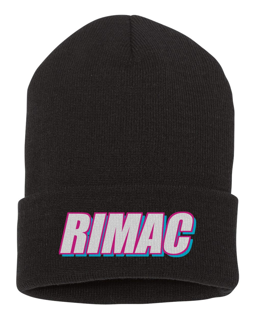 Rimac black beanie front view with car name