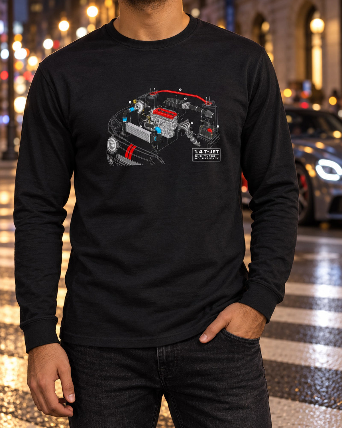 Abarth 695 Special Edition 1.4 T-Jet Blueprint Shirt, One Turbo Long Sleeve Black worn hero