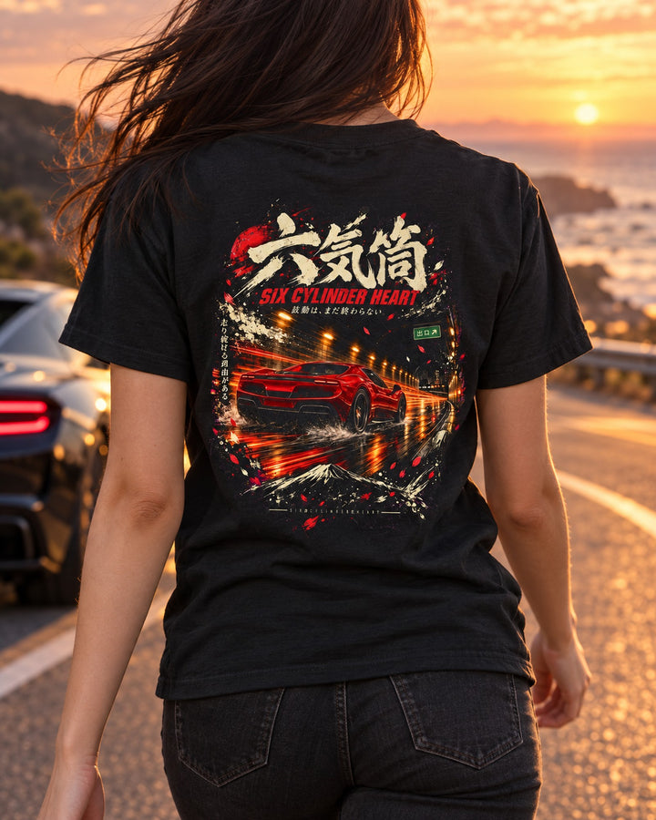 Ferrari 296 GTB Six Cylinder Heart Shirt, Hoodie & More T-Shirt Black worn hero