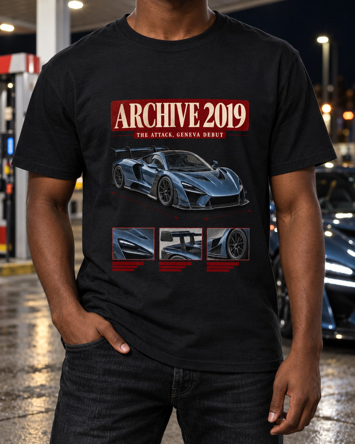 Koenigsegg Jesko Attack Archive 2019 Geneva Debut Panel Shirt T-Shirt Black worn hero
