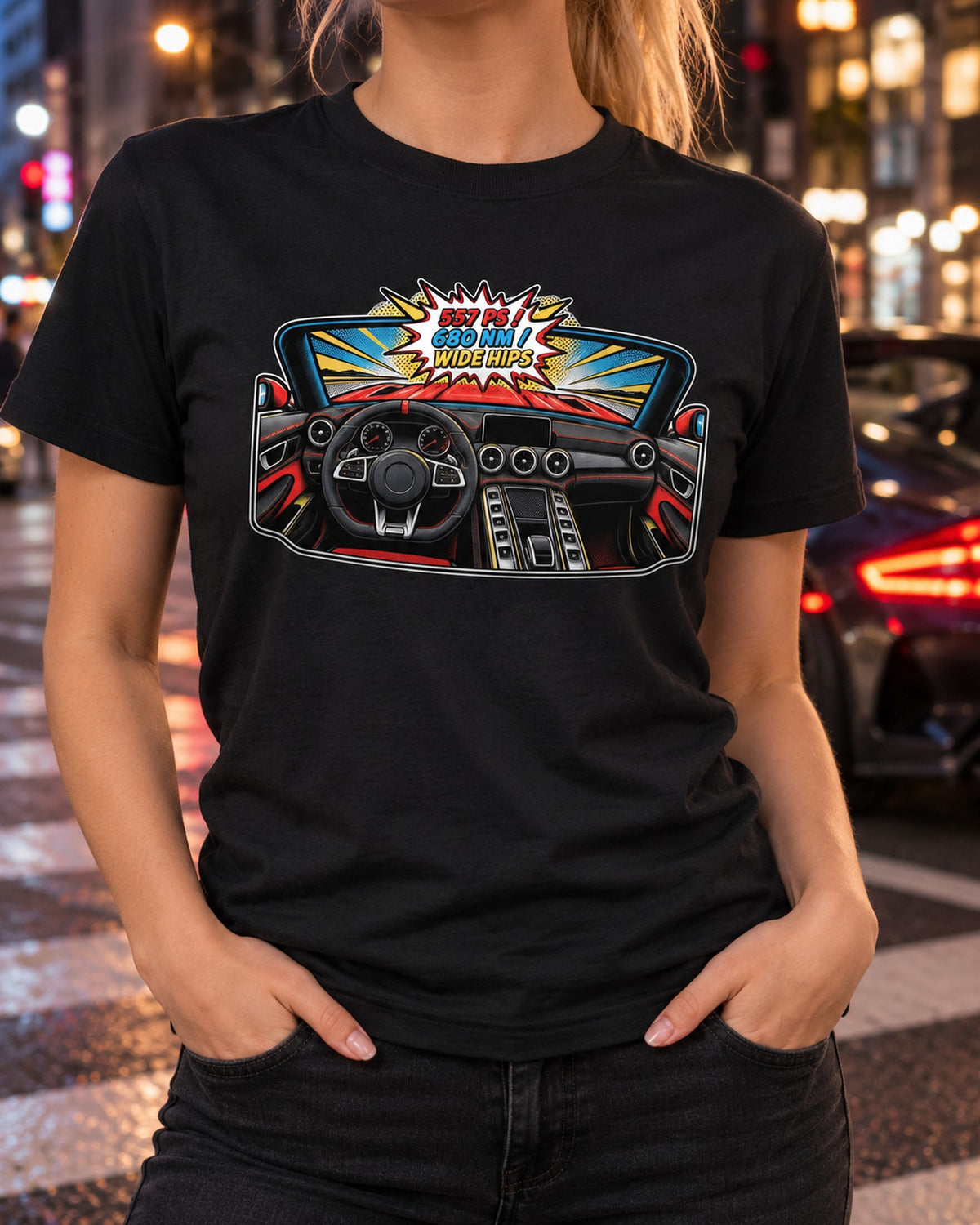 Mercedes AMG GT C190 Nordschleife Topographic Map Shirt T-Shirt Black worn hero