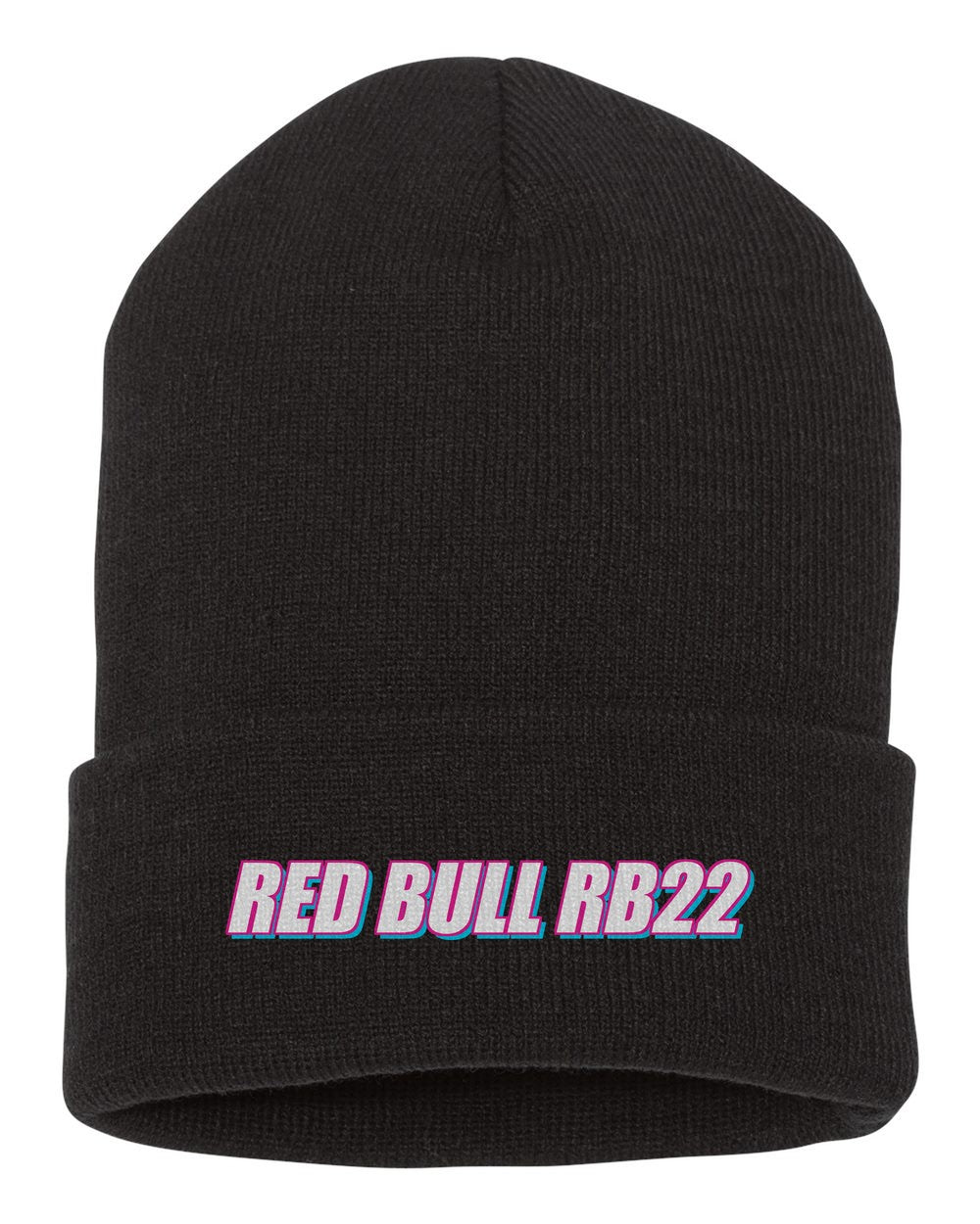 Red Bull Rb22 black beanie front view with car name