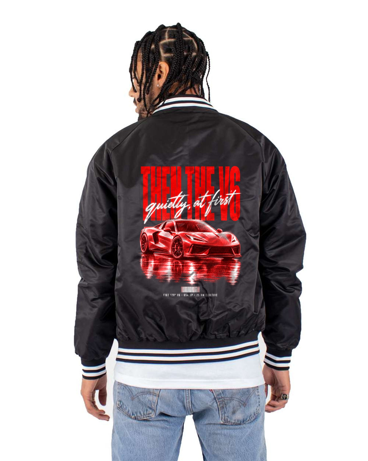 Ferrari 296 GTB F163 V6 Hybrid Street Poster Shirt, Car Gift Bomber Jacket Black back