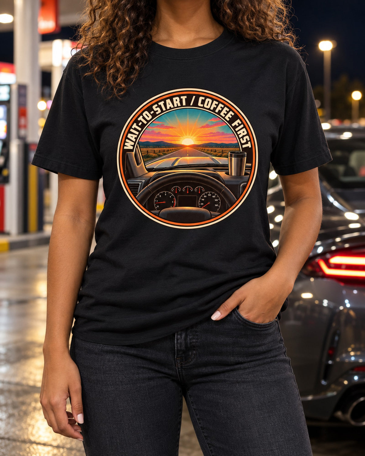 Coffee First Retro Sunrise Crest Tee, Ram 2500 6.7 Cummins T-Shirt Black worn hero