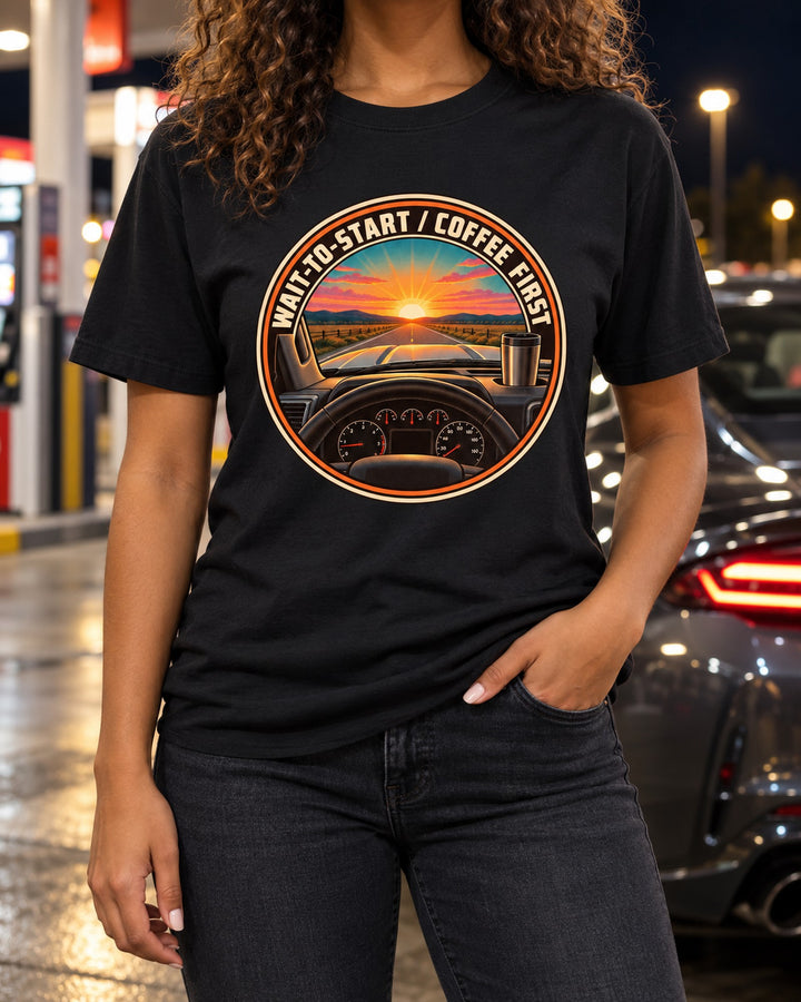 Coffee First Retro Sunrise Crest Tee, Ram 2500 6.7 Cummins T-Shirt Black worn hero