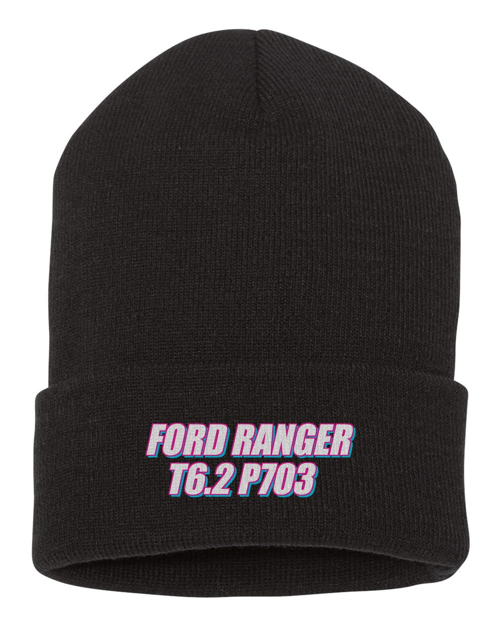 Ford Ranger T6.2 P703 black beanie front view with car name