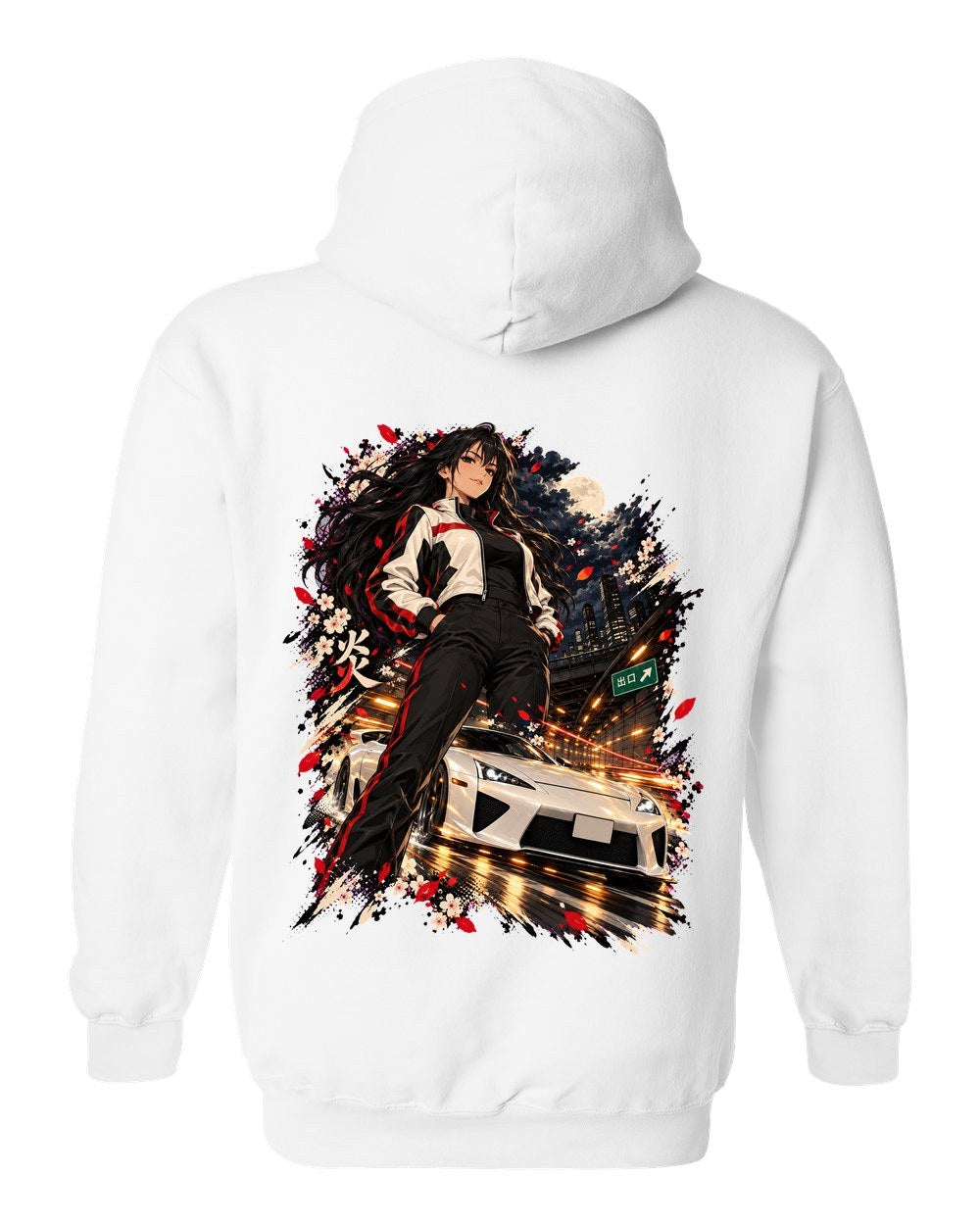 Lexus LFA Anime Girl Pull Over Hoodie White back
