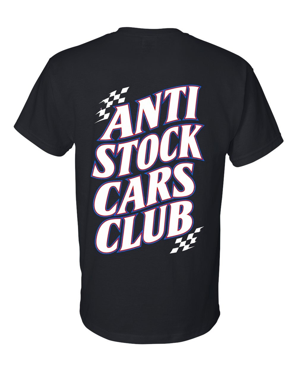 Anti Stock Cars Club Racing Sponsor Stack T-Shirt Black back