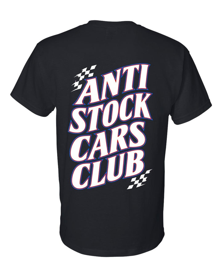 Anti Stock Cars Club Racing Sponsor Stack T-Shirt Black back