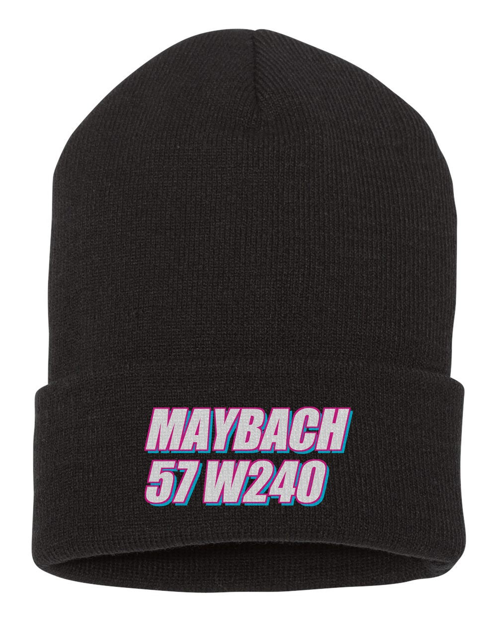 Maybach 57 W240 black beanie front view with car name