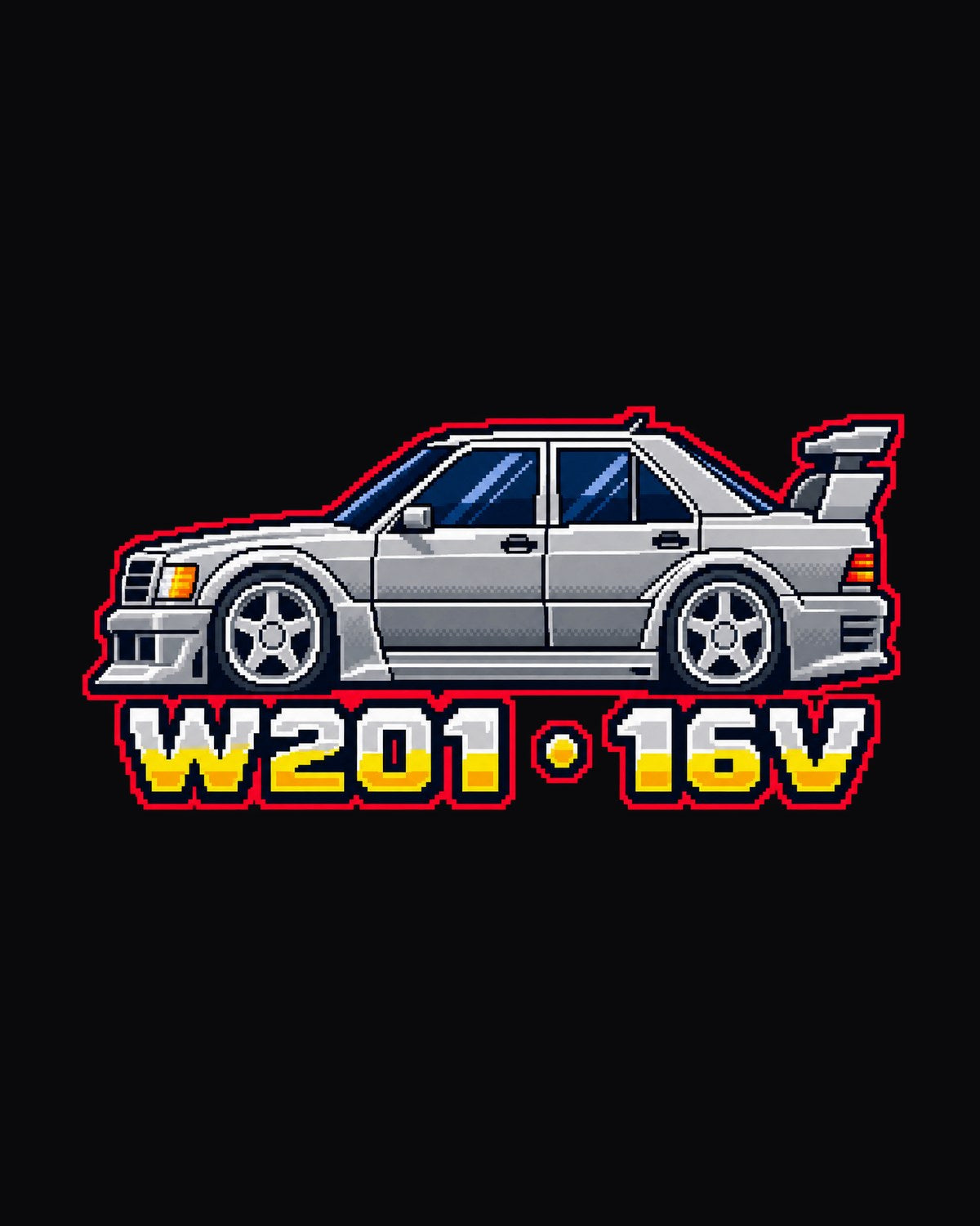 Mercedes 190E Evo II W201 16-Bit Pixel Art Tee, Car Shirt design only