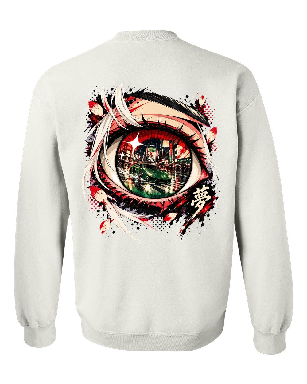 Lamborghini Huracán Anime Girl Crewneck White back