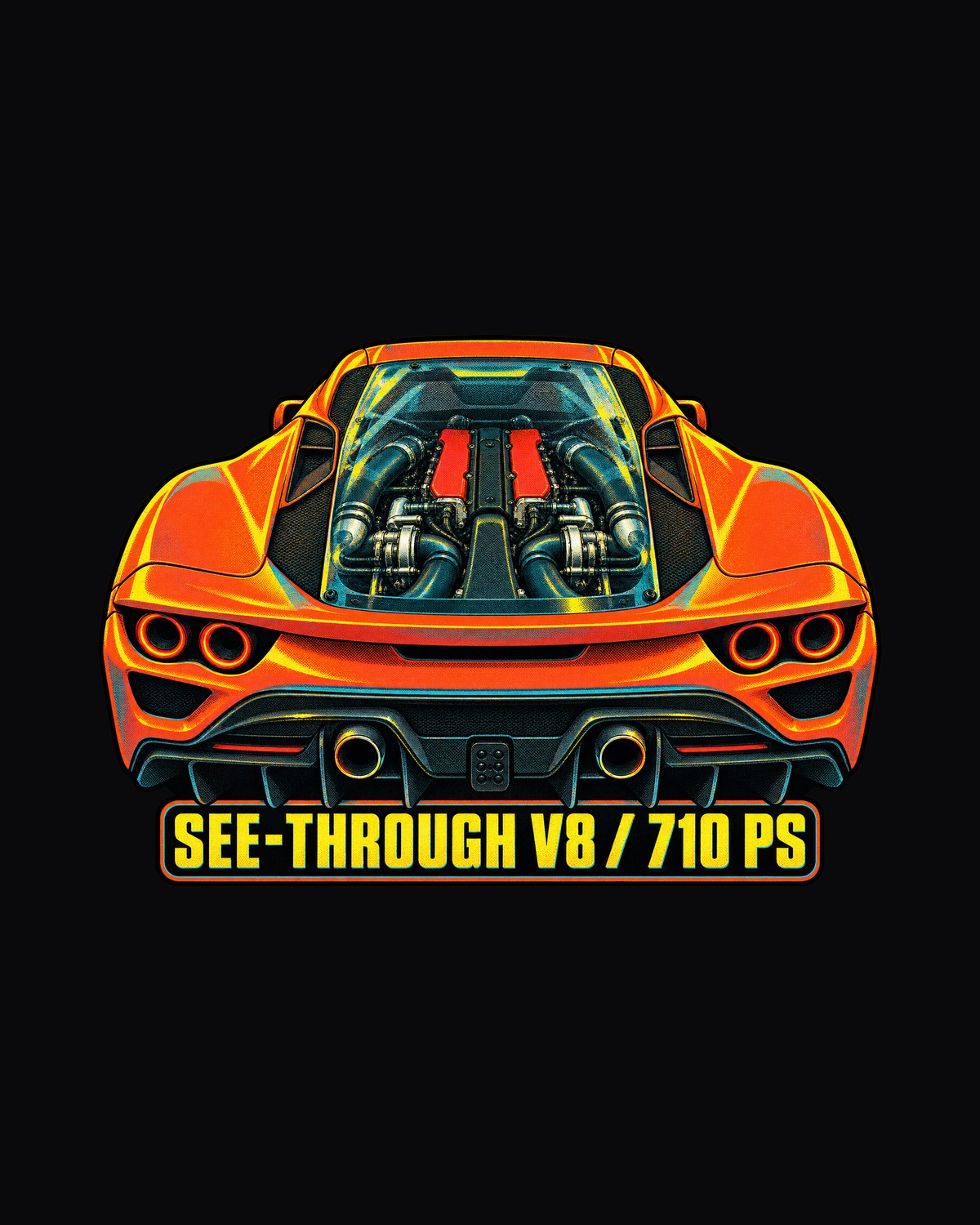 Lexan Bay Risograph Tee, Ferrari F8 Tributo F154 CG design only