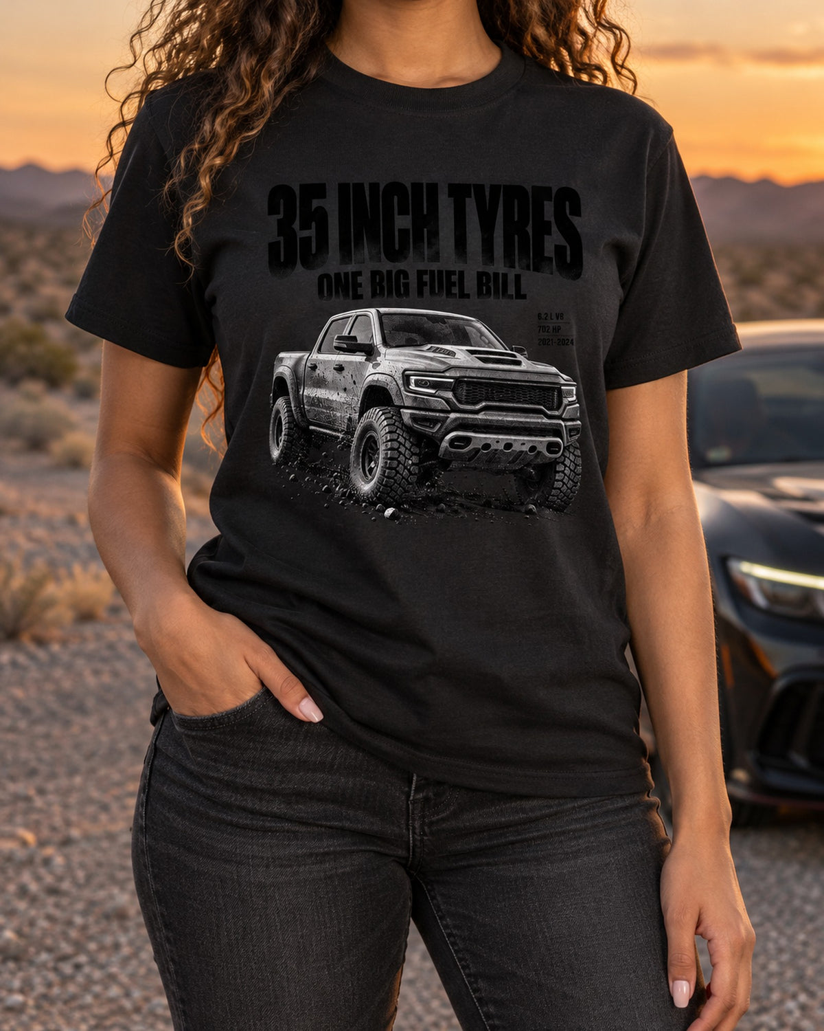 Ram 1500 TRX Halftone Statement Shirt, Thirty-Five Inch Tyres T-Shirt Black worn hero