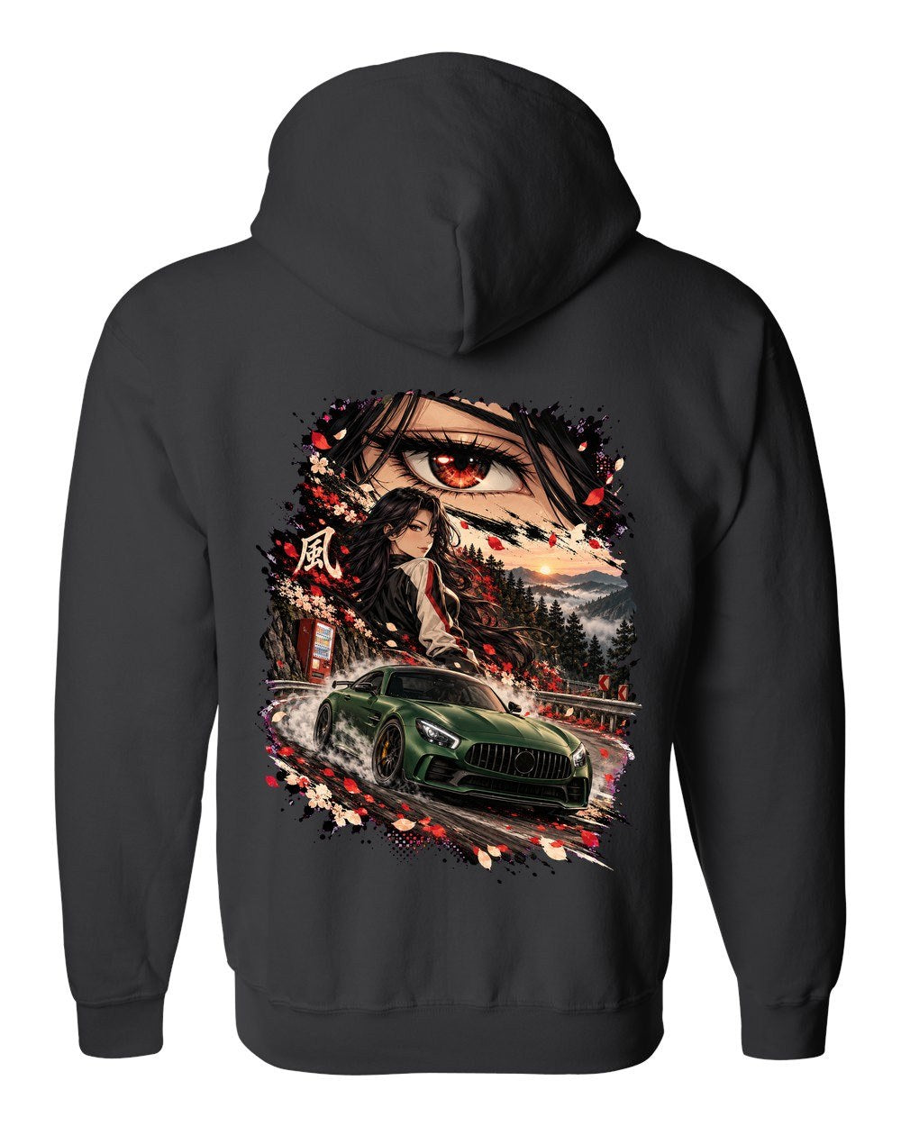 Mercedes-AMG GT R Anime Girl Zip Hoodie Black back